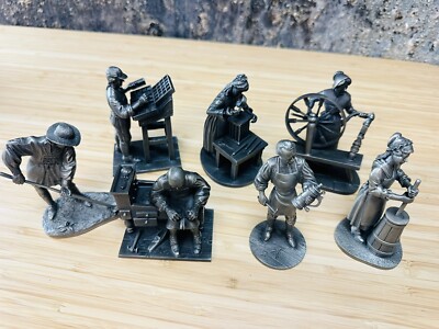 Vintage 1975 The Franklin Mint Fine Pewter Lot of 7 Figurines