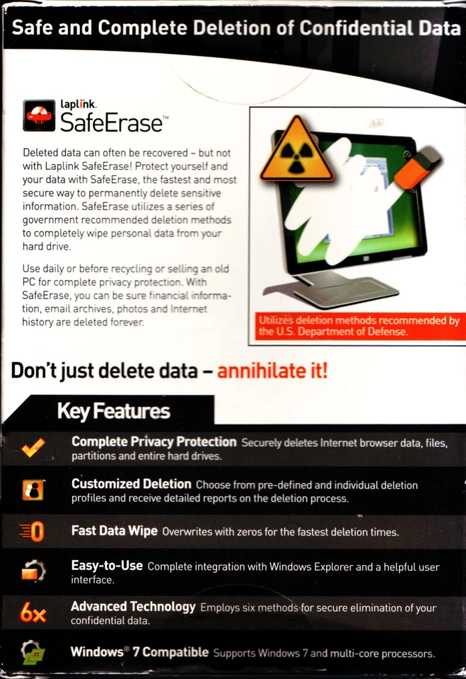 LapLink Safe Erase (for Windows XP, Me, Vista, Windows 7 ) with Serial Number - Image 2 of 3