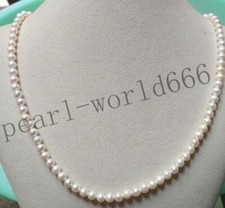 18" Genuine AAAA  5-6mm White Akoya Cultured Pearl Necklace 14k Gold P