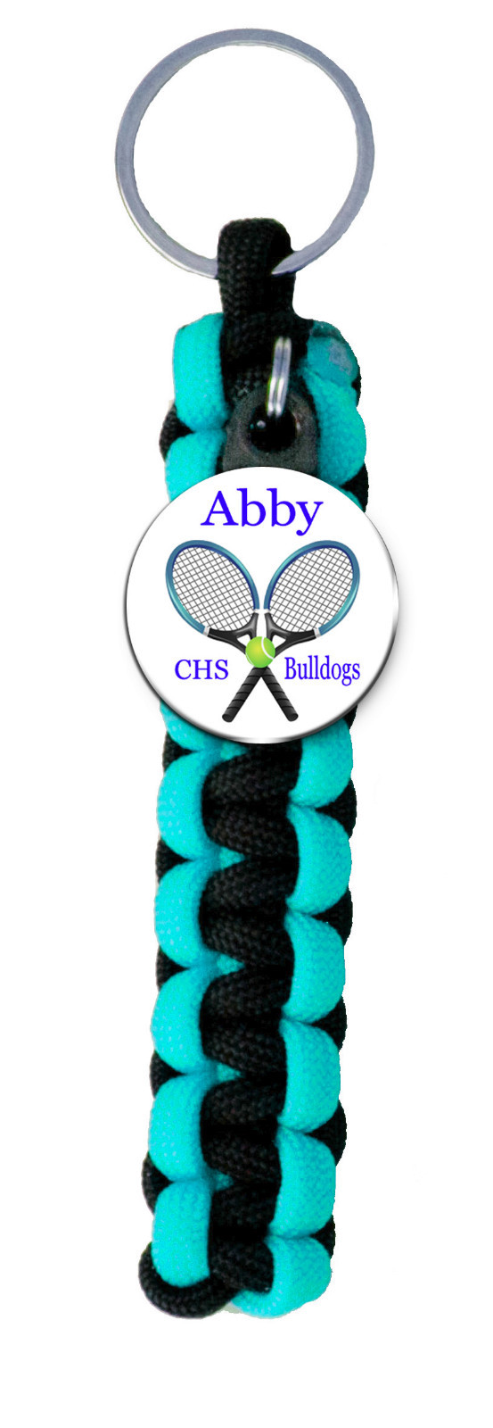 Paracord Key Ring with Personalized Tennis Charm with Name