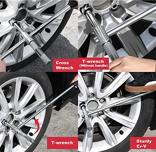 23" Universal Extended Lug Wrench, 4 Way Tire Iron Nut Wrench Set with Storage - Picture 5 of 7