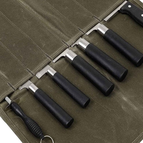 Knife Bag Canvas Chef Roll Bag with 7 Slots Pocket for Kitchen Storage Case AU - Picture 12 of 12