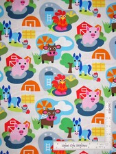 Farm Animals Barn Horse Cow Pig Gray Cotton Fabric Windham Farm By The Yard