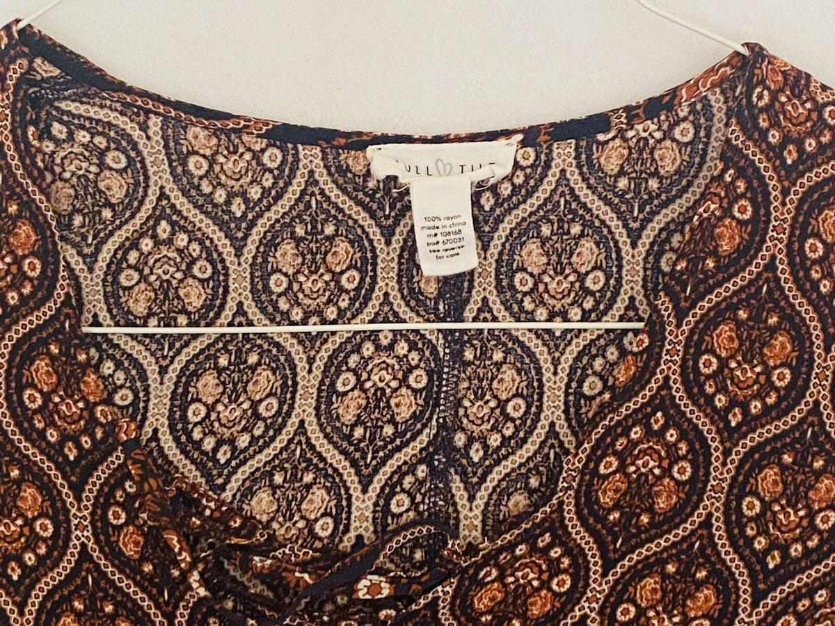 Full Tilt Womens Size Small Orange Design Cotton Long Sleeve