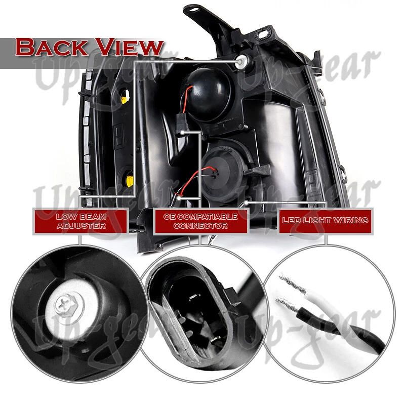 Faro proyector negro LED DRL para Chevy Silverado 07-14 con reflector ámbar Foto 4 de 4