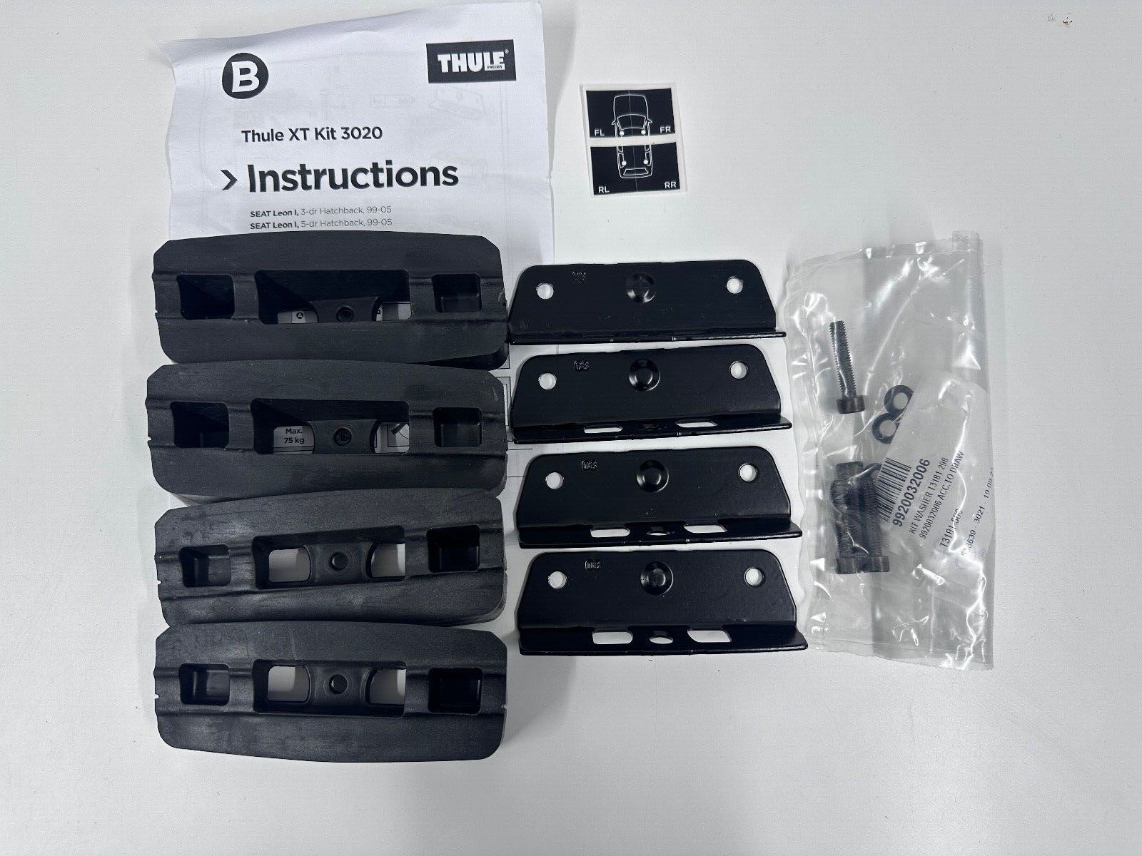 THULE FITTING KIT 3020 NO BOX FITS SEAT Leon I 5-dr Hatchback 99-05 + OTHERS
