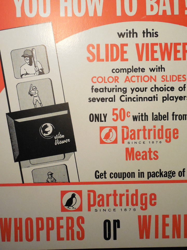 196870 Partridge Meats NICE store display card Cincinnati Reds Pete