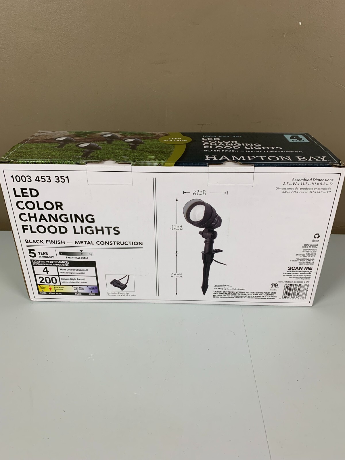 Hampton Bay 12V LED Color Changing Flood Light w/ Adjustable Head (4