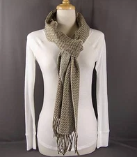 Dark Brown Tan woven textured look scarf 84" extra long winter wrap super soft