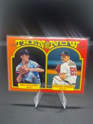 2024 Topps Heritage Then and Now BERT BLYLEVEN & SPENCER STRIDER TAN-11