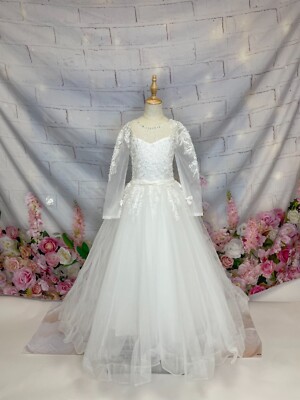 Christmass Flower Girl Princess Wedding Birthday Formal Communion Dress 10-12Y