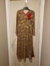 Pakistani / Indian 2 Piece Fancy Dress Brown And Red Free Shipping