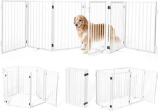 NEW Metal Freestanding Dog Gate Door Extra Wide Metal Pet Fences White 32"H 6pcs