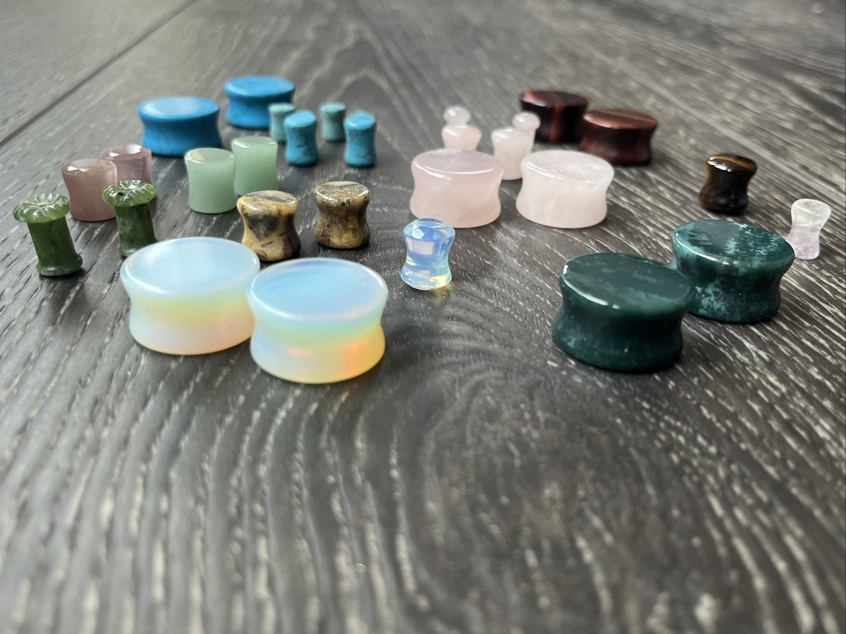 13 Pairs Multi Stone Multi Size Ear Gauge Plugs
