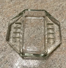 Vintage Clear Glass Ashtray 8 Sided 6 Slots Approximately 5”