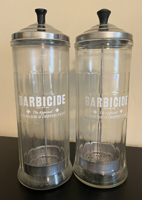 Lot of 2 Barbicide Germicide & Disinfectant Jars King Research