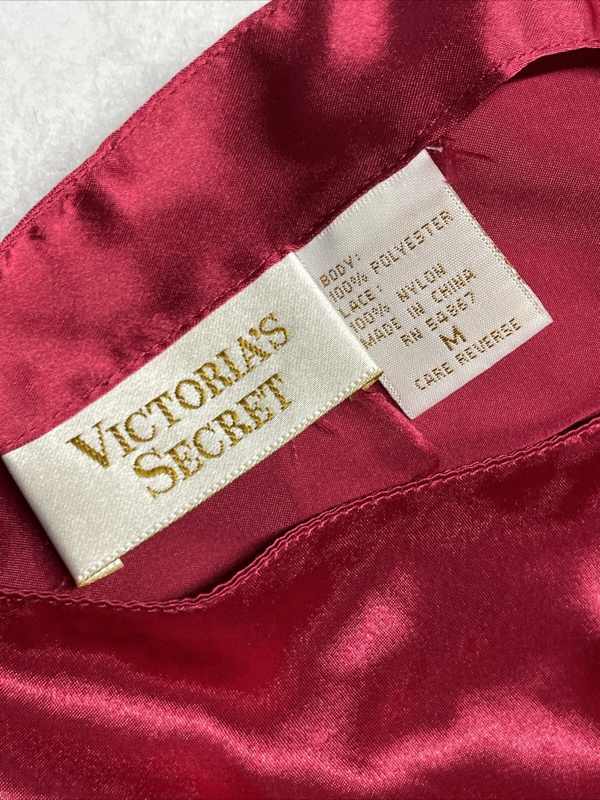UNDERCOVER Abito Lingerie Victorias Secret Vintage Etichetta Oro Slip M Cami Camicia da Notte Raso