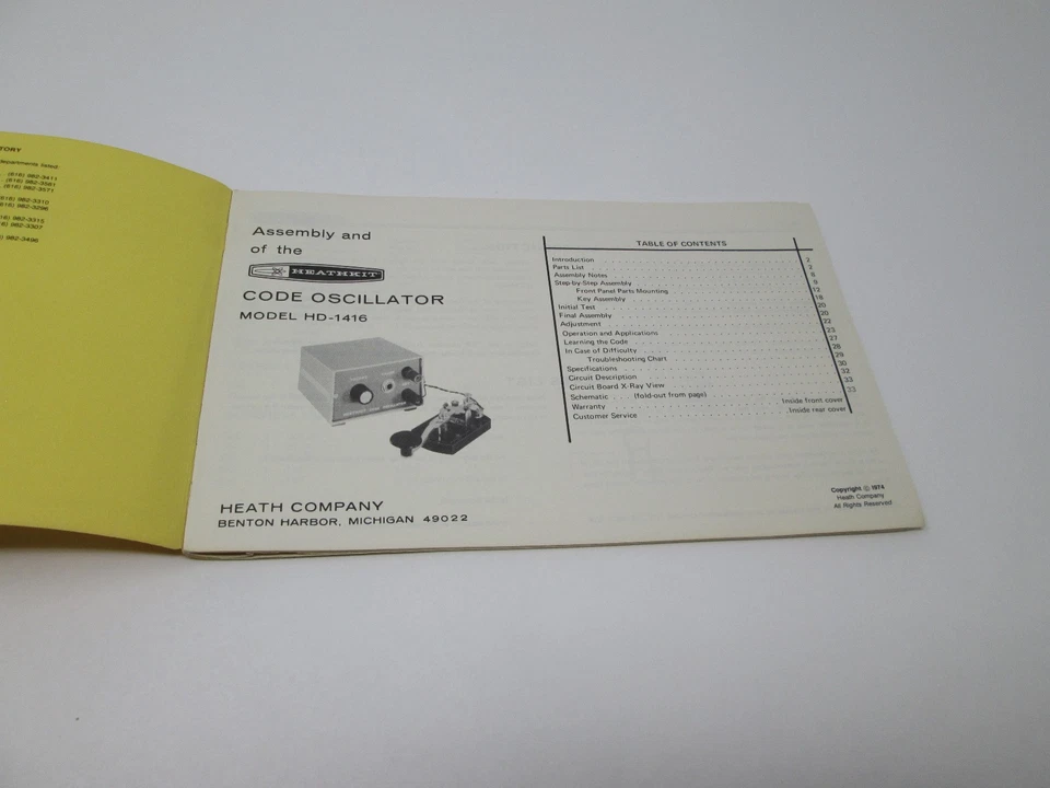 Heathkit Assembly Manual HD-1416 Code Oscillator (A) - Image 2 of 4