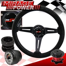 Quick Release + Black Wood Sparkling Steering Wheel + Extender For 09-11 Genesis