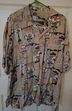 Barn Fly Hawaiian Shirt   Route 66 / Old West Print   Men  s XL   100 Rayon
