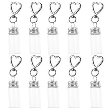 10Pcs Reusable Mini Glass Wish Bottles Keychain Transparent 7Ml Perfume Vials