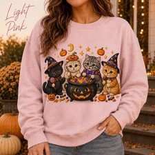 Cute Halloween Cat Sweatshirt Kittens Spooky Feline