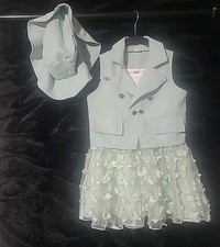 Girls Size 5Y Lt Green Skirt/Jacket 4 Pc Butterfly Outfit