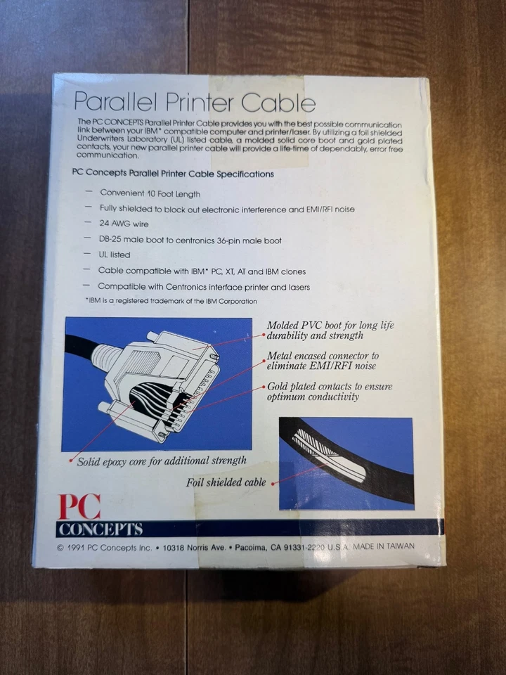 PC CONCEPTS 10' BEIGE BIDIRECTIONAL PARALLEL PRINTER CABLE DB25 M TO CN36 MALE - Image 3 of 3