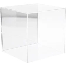 Plymor Clear Acrylic Display Case with No Base (Mirror Back), 8" x 8" x 8"