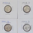 LOT Of 4 90% Silver- (2) Mercury '41-D, '42-D & (2) Roosevelt '47-D, '48-D Dimes
