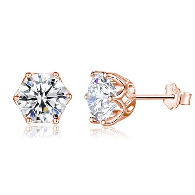 Laborgefertigter Diamant-Ohrstecker 4,0 kt Rundschliff Test bestanden 14 K Gold sechs Krappen