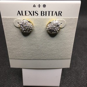 Authentic Alexis Bittar Solanales 14K-Gold-Plated & White Crystal Round Stud Earrings
