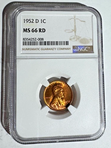 1952-D Lincoln Wheat Cent 1C Graded MS66 RD by NGC