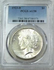 1923-D Peace Silver Dollar PCGS AU58 Frosty PQ for the grade New Holder #P335C