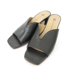 FABIO RUSCONI Leather Square Toe Sandals/Mules, Size 36 Black Women USED