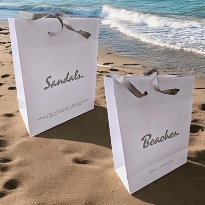 Sandals / Beaches Resort White Paper Shopping Gift Bag - 8'' x 4'' x 10''