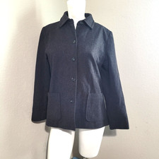 Pendleton size 8 petite blazer jacket gray shoulder pads 100 wool USA pockets
