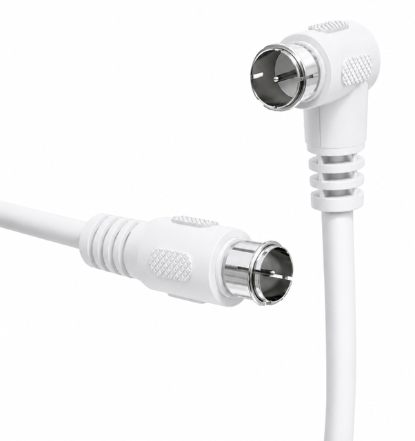 75cm White F Plug Quick Release Cable with 90 Degree Right Angled Connector