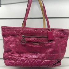 COACH 18674 Pink Poppy Daisy Leather Tote Bag