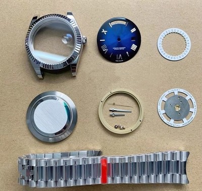 DIY 40mm Kit Stainless Steel Watch Case+ Dial + Hands For 2834 2836 No Movement