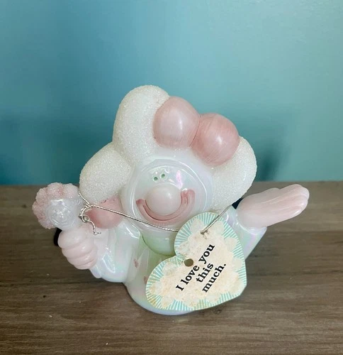 Vintage Fenton Art Glass Clown Figurine Hand Painted Opalescent with tag!!!