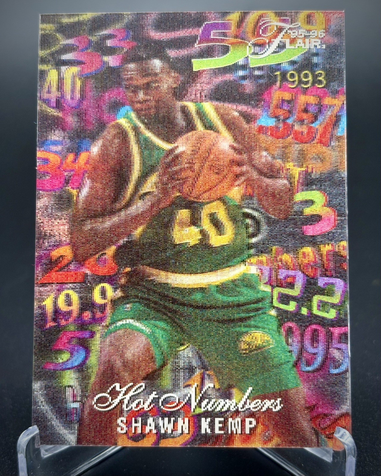 Shawn Kemp 1995–96 Fleer Flair Hot Numbers Lenticular #5 SuperSonics