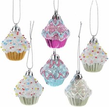 Kurt Adler 2" Cupcake Ornament Set of 6