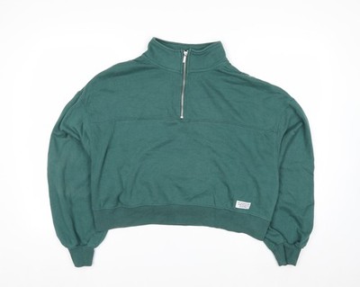 H&M Divided Damen Pullover Sweatshirt grün 1/2 Zip XL Baumwollmischung