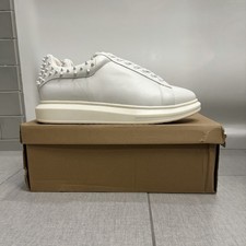 Steve Madden Mens White Studded Lace-Up Sneak...