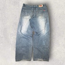 Vintage Southpole Jeans Mens Size 36x30 Distressed Wide Leg Red Tab Baggy Y2K