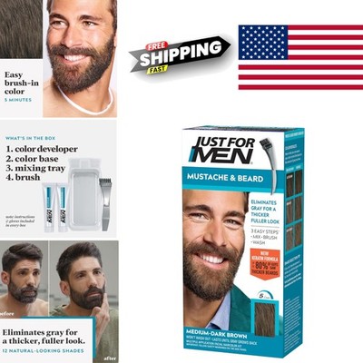 Gray Hair Beard Color Gel Medium Dark Brown Pack of One Easy Application