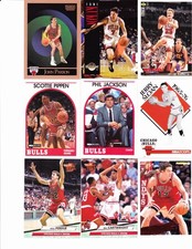 VINTAGE CHICAGO BULLS 9 CARD LOT - SCOTTIE PIPPEN + PHIL JACKSON + JERRY SLOAN