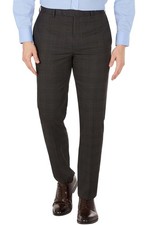 Calvin Klein Mens Slim-Fit Plaid Dress Pants 38W x 30L Charcoal - NWT