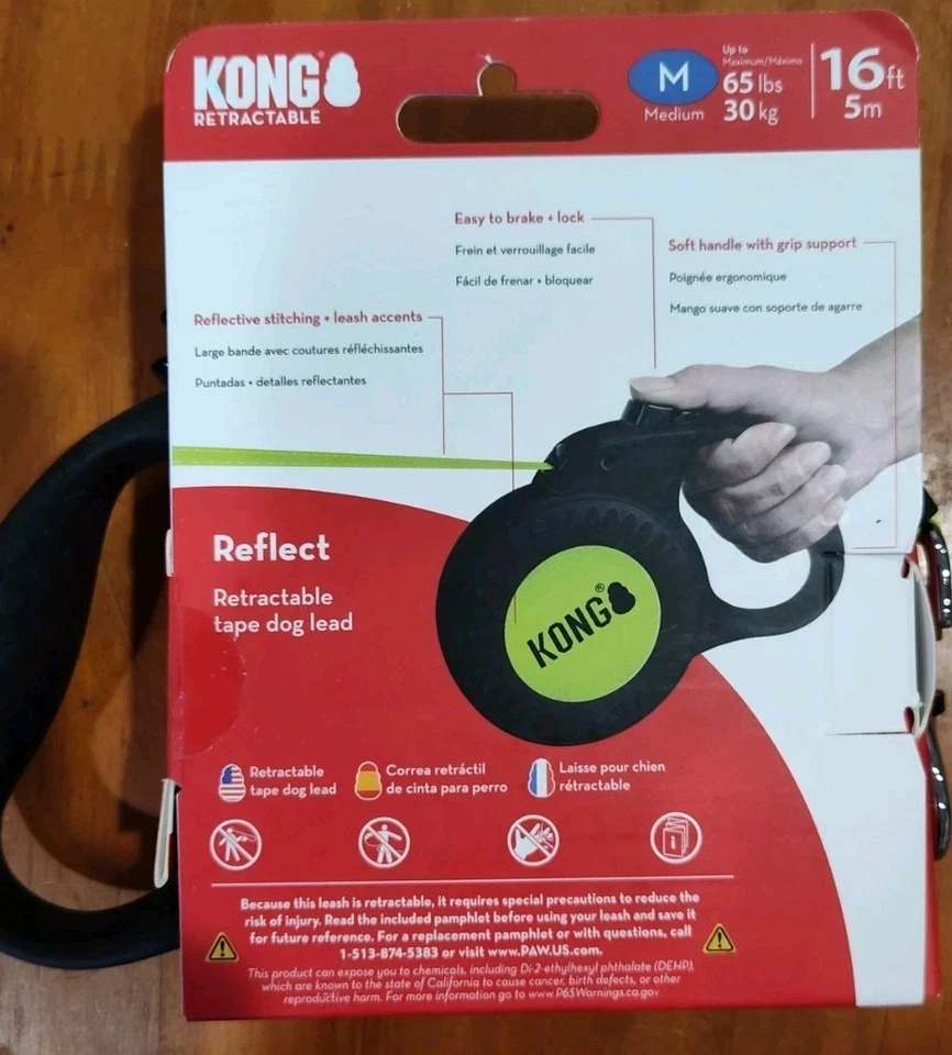 Kong Medium Reflect Retractable Tape Dog Lead ~ 16Ft ~ MAX 65lb ~ FAST SHIPPING - Image 2 of 4